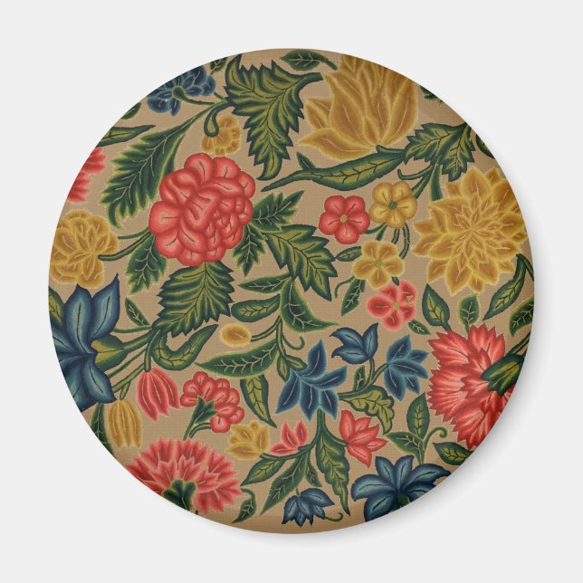 Antique floral flower artwork tapestry needlework magnet (Front)