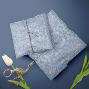 Antique Floral Foliage Blue and White Decoupage Tissue Paper