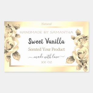 Antique Floral Gold Product Packaging Labels White