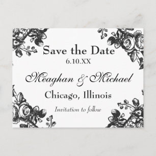Antique Floral Greenery Announcement Postcard