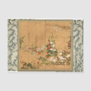 Antique Floral Lacquered Art for Decoupage or Gift Tissue Paper