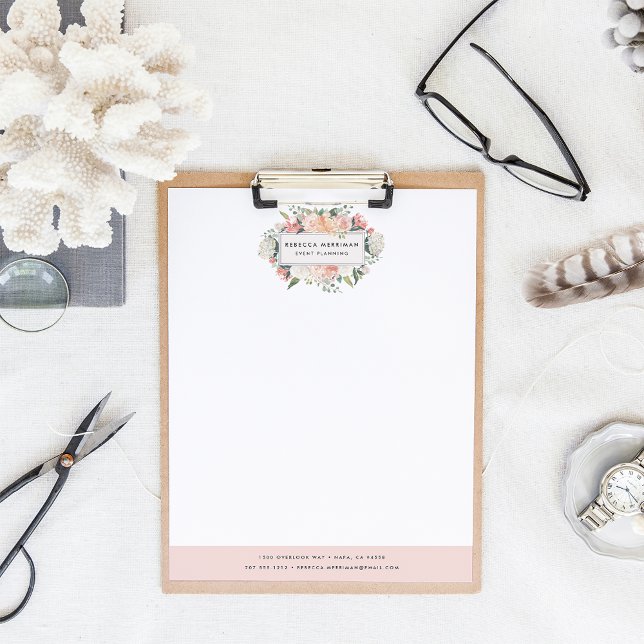 Antique Floral Logo | Blush Pink Custom Letterhead (Creator Uploaded)