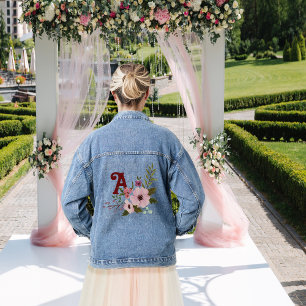 Antique Floral Monogram Bachelorette Party Denim Jacket