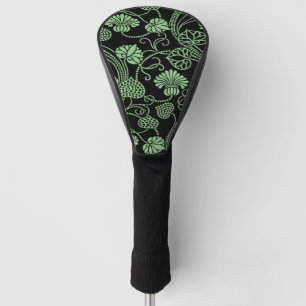 Antique Floral Pattern Black and Green Golf Head Cover