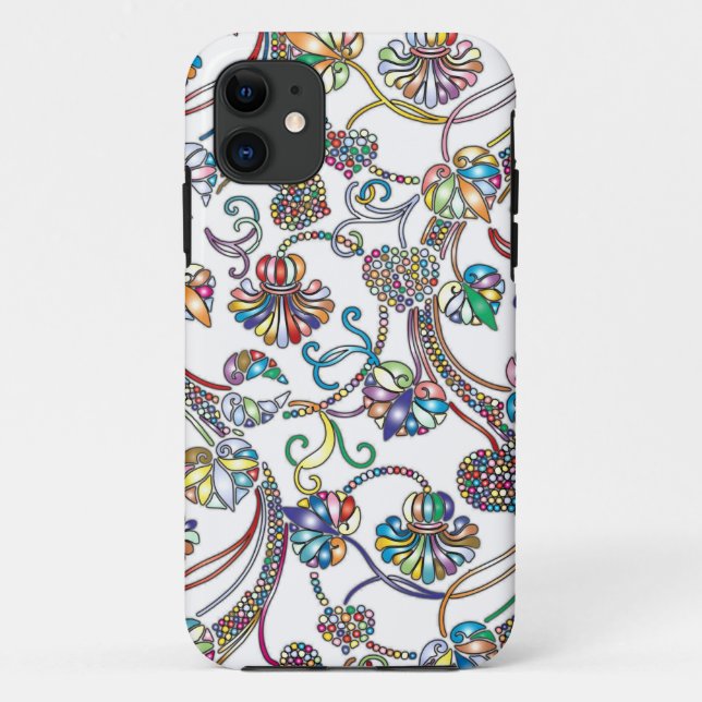 Antique Floral Pattern Multi Colour on White  Case-Mate iPhone Case (Back)