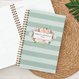 Antique Floral Personalised Planner Sage