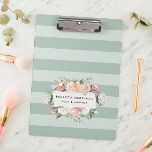 Antique Floral Sage Stripe Clipboard