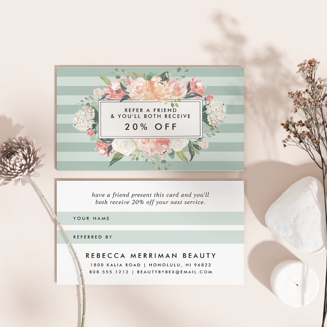 Antique Floral | Sage Stripe Referral Card (Creator Uploaded)