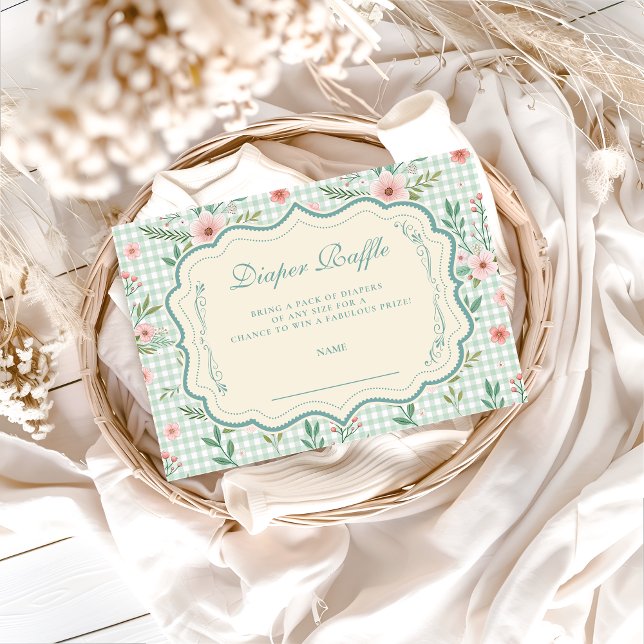 . Antique Floral Scalloped Diapper Raffle Enclosure Card (Creator Uploaded)
