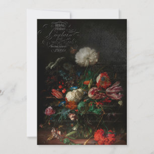 Antique Floral Still Life & French Script Card