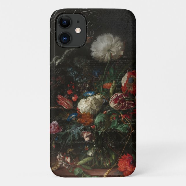 Antique Floral Still Life & French Script Case-Mate iPhone Case (Back)