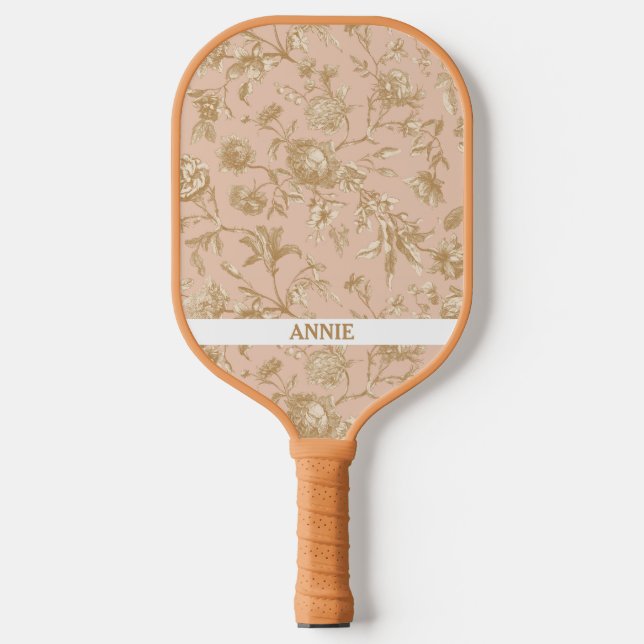 Antique Floral Toile Pickleball Paddle (Front)