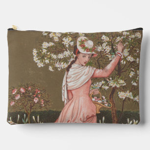 Antique Floral Valentine Card, Victorian Era, 1876 Accessory Pouch