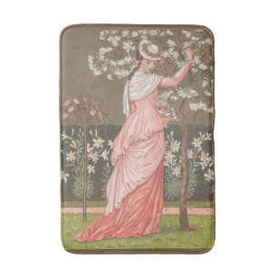 Antique Floral Valentine Card, Victorian Era, 1876 Bath Mat