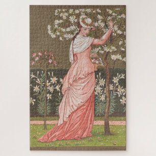 Antique Floral Valentine Card, Victorian Era, 1876 Jigsaw Puzzle