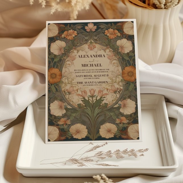 Antique Floral Vintage Art Nouveau Wedding Invitation (Creator Uploaded)