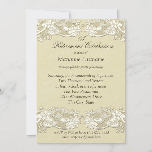 Antique Floral Vintage Retirement Invitation (Front)