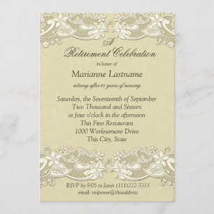 Antique Floral Vintage Retirement Invitation