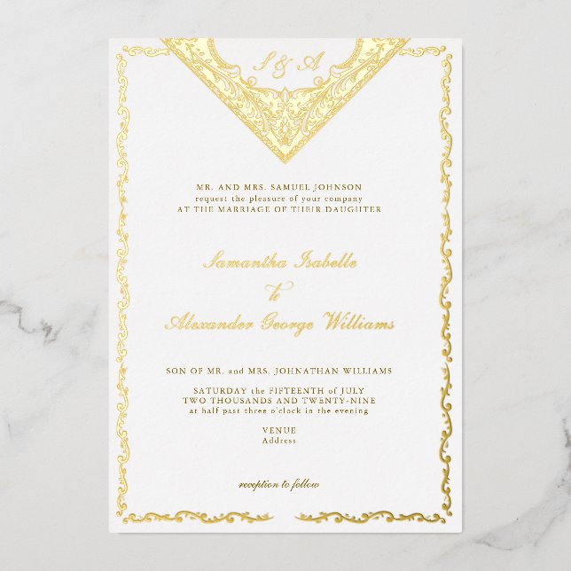 Antique Floral Western Vintage Monogram Wedding (Front)