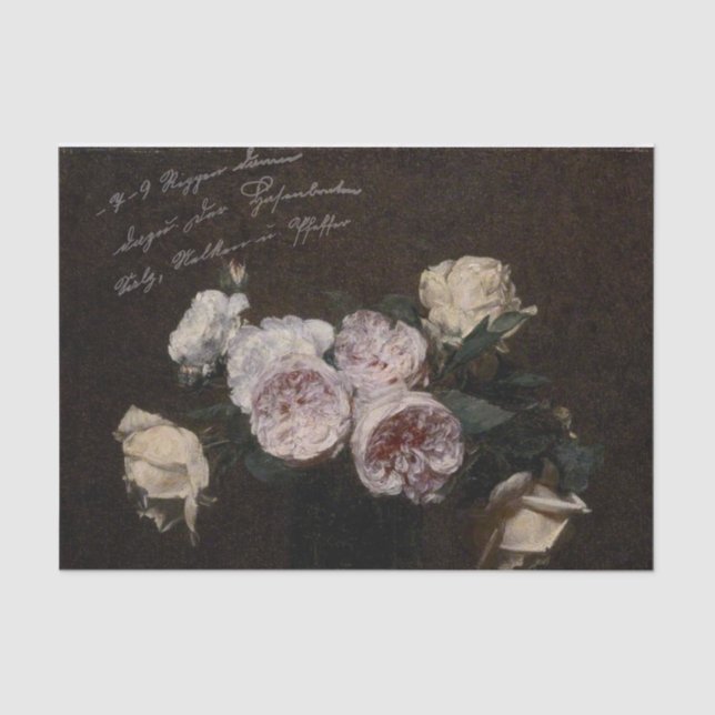 Antique Florals with Script Tissue Paper (Front)