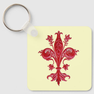 ANTIQUE FLORENTINE FLEUR DE LISE ,Cream Key Ring