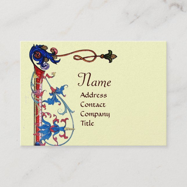 ANTIQUE FLORENTINE FLORAL  RED WAX SEAL MONOGRAM BUSINESS CARD (Front)
