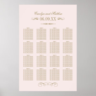 Antique Flourish Vintage Wedding Pale Pink Seating Poster