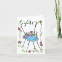 Antique Flower Chair Drawing Blank Notecard