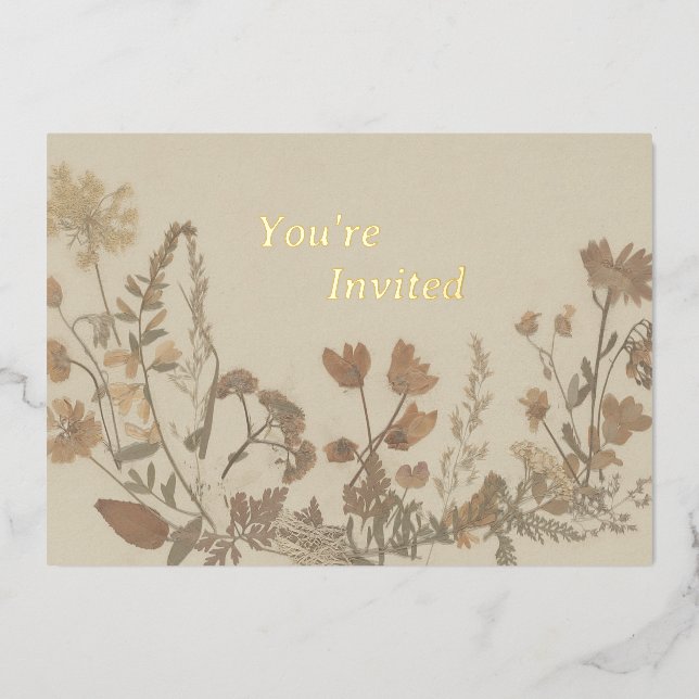 Antique Flower Collage Invitation (Foil) (Front)