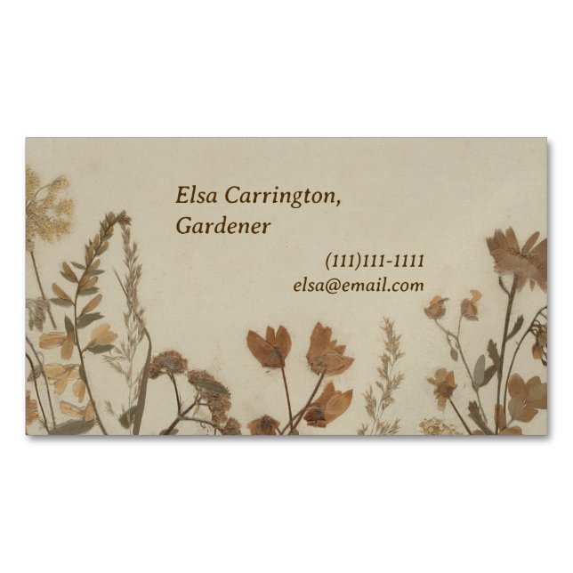 Antique Flower Collage Magnetic Business Card (Front)