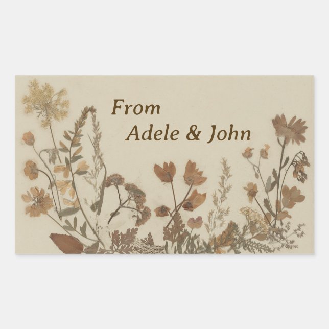 Antique Flower Collage Rectangular Sticker (Front)