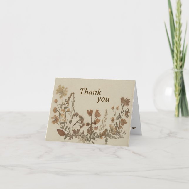 Antique Flower Collage Thank You Card (Front)