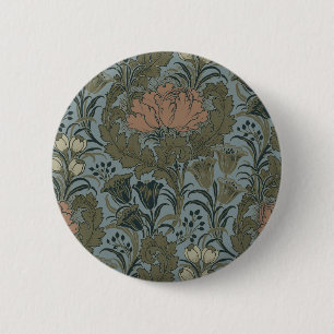 Antique Flower Morris Garden Floral Wallpaper 6 Cm Round Badge