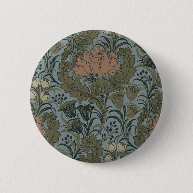 Antique Flower Morris Garden Floral Wallpaper 6 Cm Round Badge (Front)