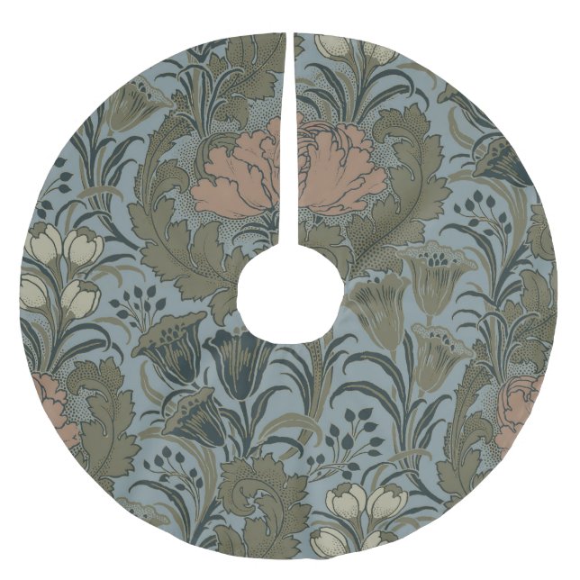 Antique Flower Morris Garden Floral Wallpaper Brushed Polyester Tree Skirt (Front)
