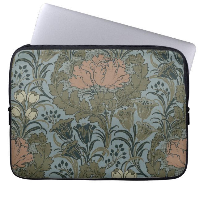 Antique Flower Morris Garden Floral Wallpaper Laptop Sleeve (Front)