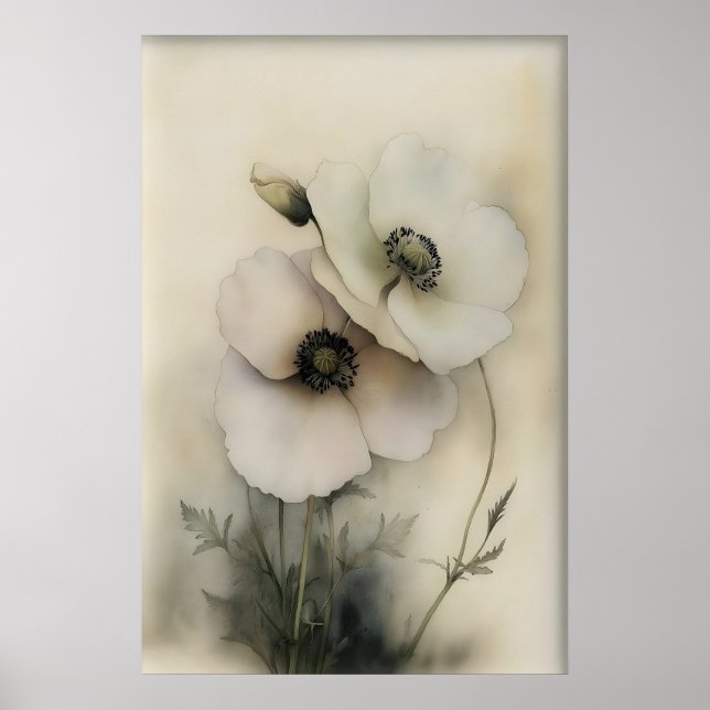 Antique Flowers Print, Rustic Vintage Wall Art (Front)