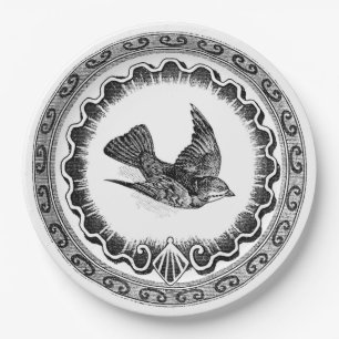 Antique Flying Vintage Bird Paper Plate