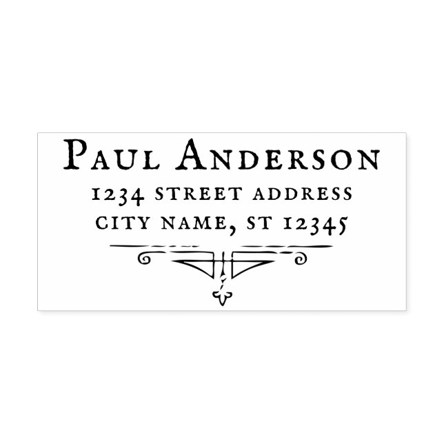 Antique font + ornament return address CC1131 Rubber Stamp (Imprint)