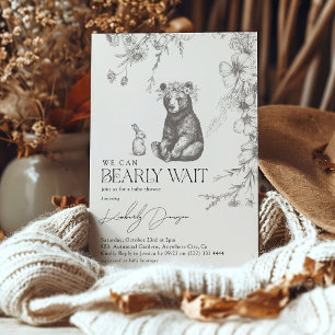 Antique Forest We Can Bearly Wait Baby Shower Invitation