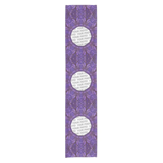 Antique Frame III + your image & backgr. Short Table Runner (Front)