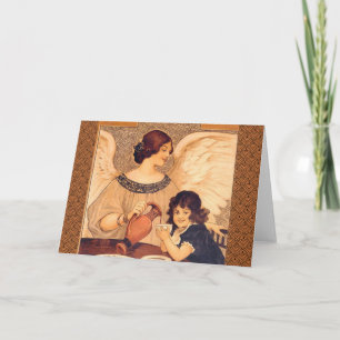 Antique French Chocolate Angel Poster: Vintage Art Holiday Card
