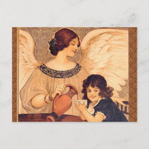 Antique French Chocolate Angel Poster: Vintage Art Postcard