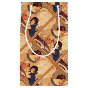 Antique French Chocolate Angel Poster: Vintage Art Small Gift Bag