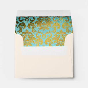 Antique French Damask Wedding Thank You Notecard Envelope