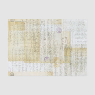 Antique French Document Collage Tissue Paper