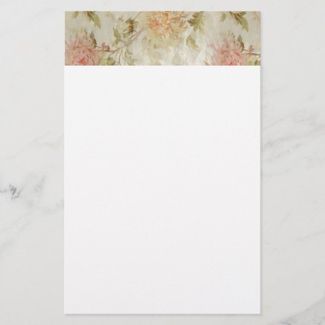 Antique French Floral Toile Stationery (Front)