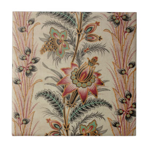 Antique French Flower Feather Pattern Tile