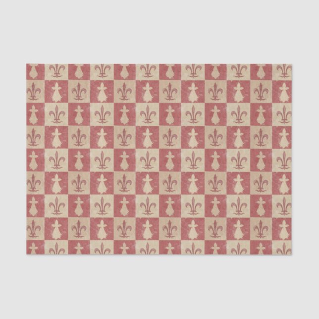 Antique French Mediaeval Fleur de Lis Pattern Tissue Paper (Front)