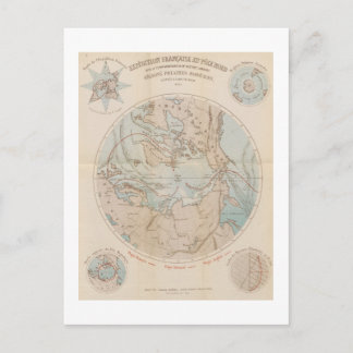 Antique French North Pole Arctic Map 1867 Holiday Postcard